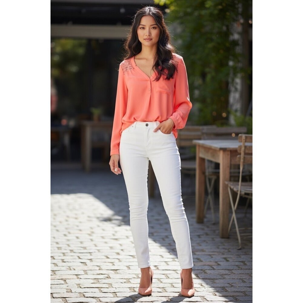 Candies Women's Peach Lightweight Long Sleeve Top